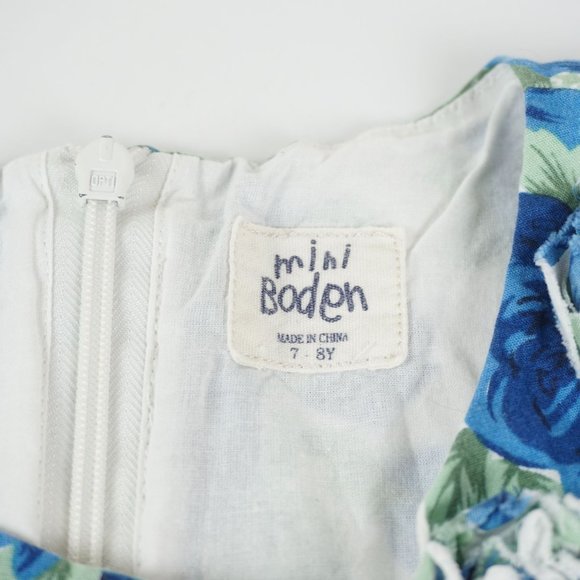 Mini Boden Sleeveless Blue and Green Floral Party Dress Size is 7-8Y - Picture 3 of 8